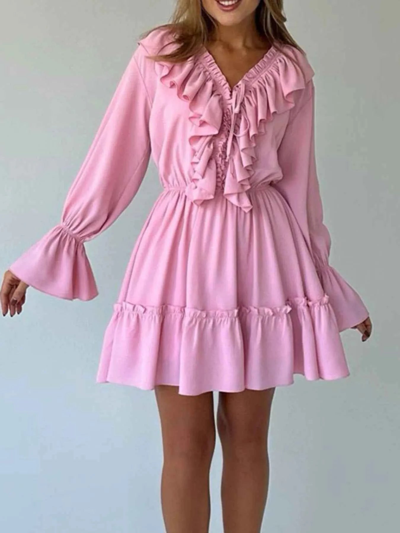 Ruffle Flounce Sleeve Mini Dress 8e15ee93-1b4b-4622-b891-149ea7b95a8e-Max-Origin