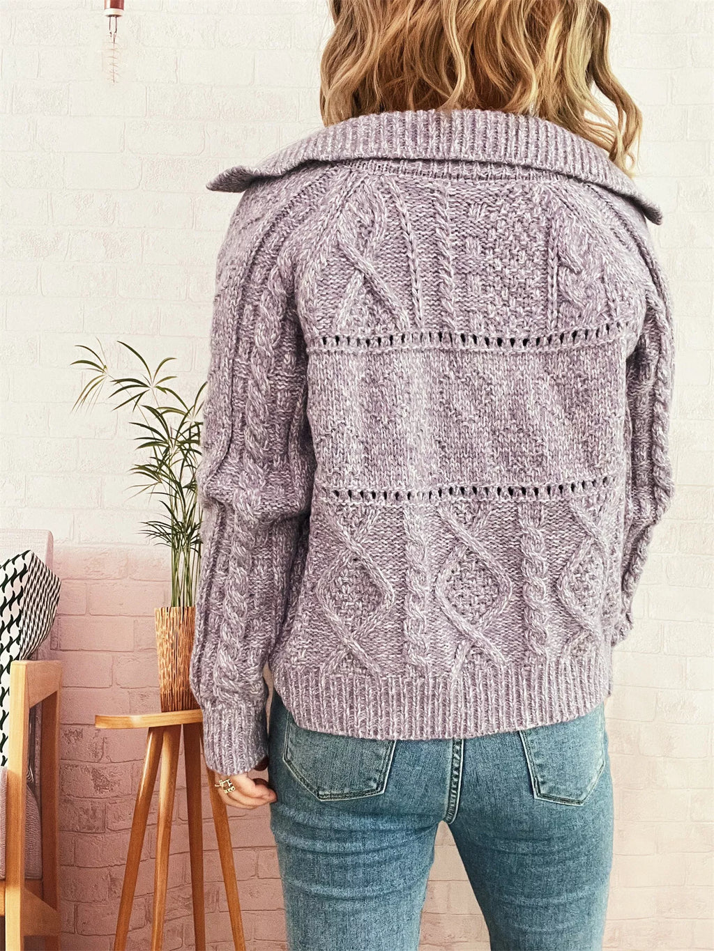 Openwork Cable Knit Button-Up Cardigan 8e282c5df6844cf6a26d1ce4519e4313-Max-Origin