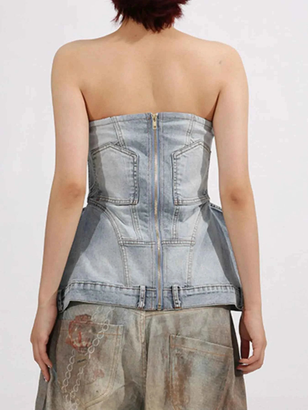 Zip Back Denim Tube Top 8e453d77-7470-48f9-ab63-1104c3165f69-Max-Origin