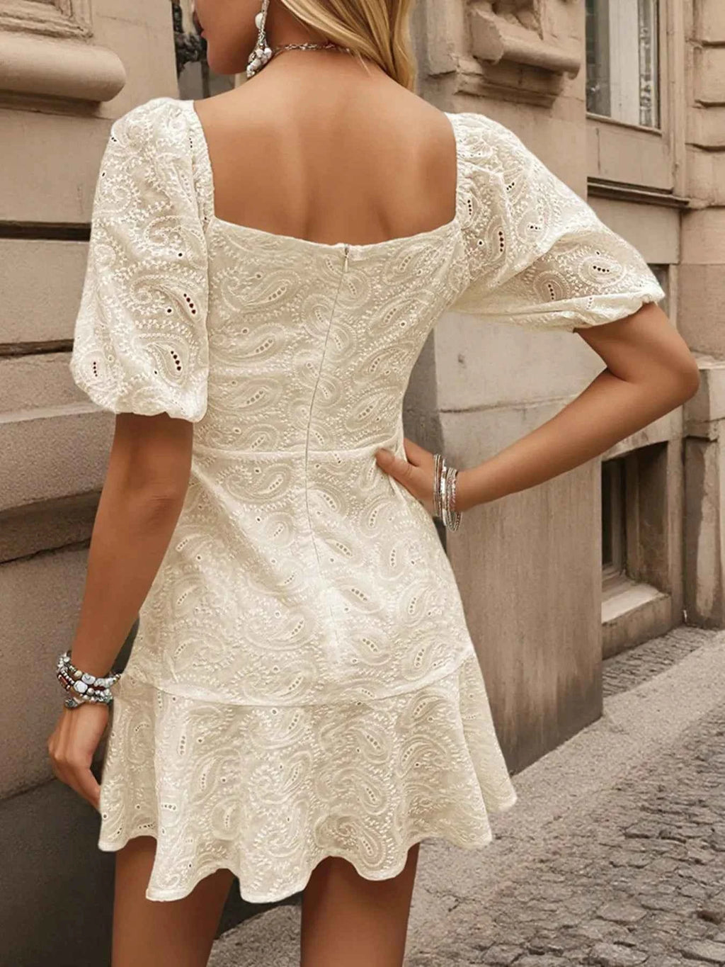 Eyelet Puff Sleeve Mini Dress 8e492464fd94490da581371f528e6588-Max-Origin