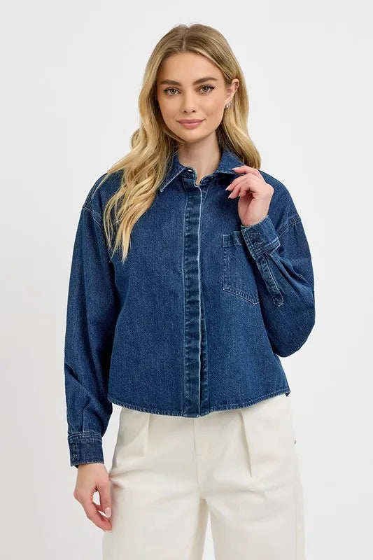 RISEN Button Up Long Sleeve Denim Shacket 8e77288d-b343-4ee6-bae7-910a7721d37c-Max