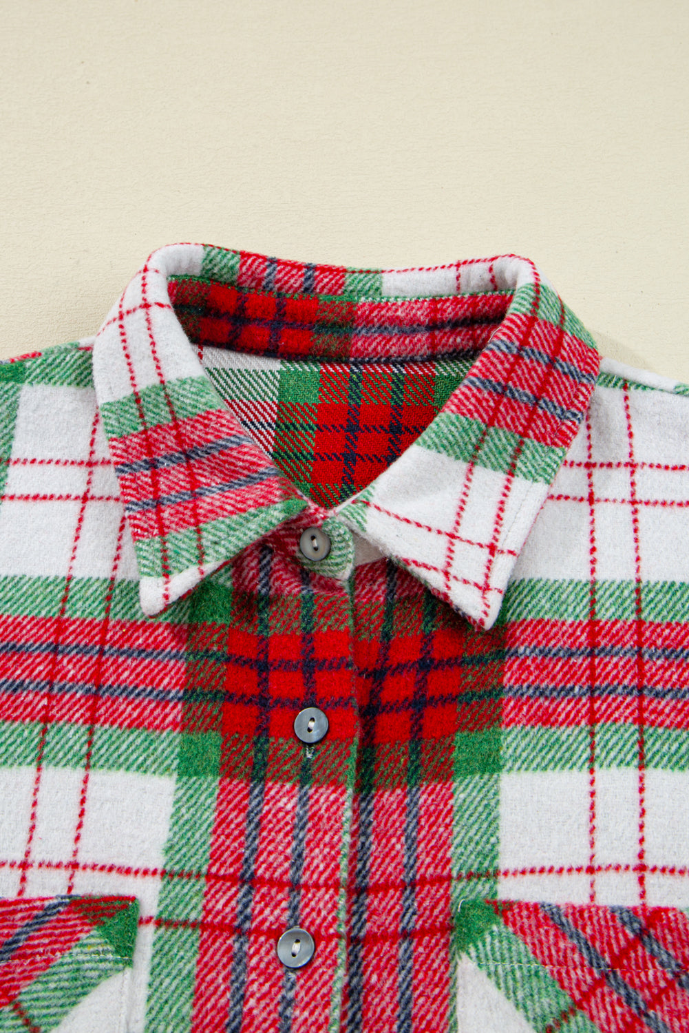 Khaki Christmas Plaid Casual Flannel Shacket 8e8117809099af0d