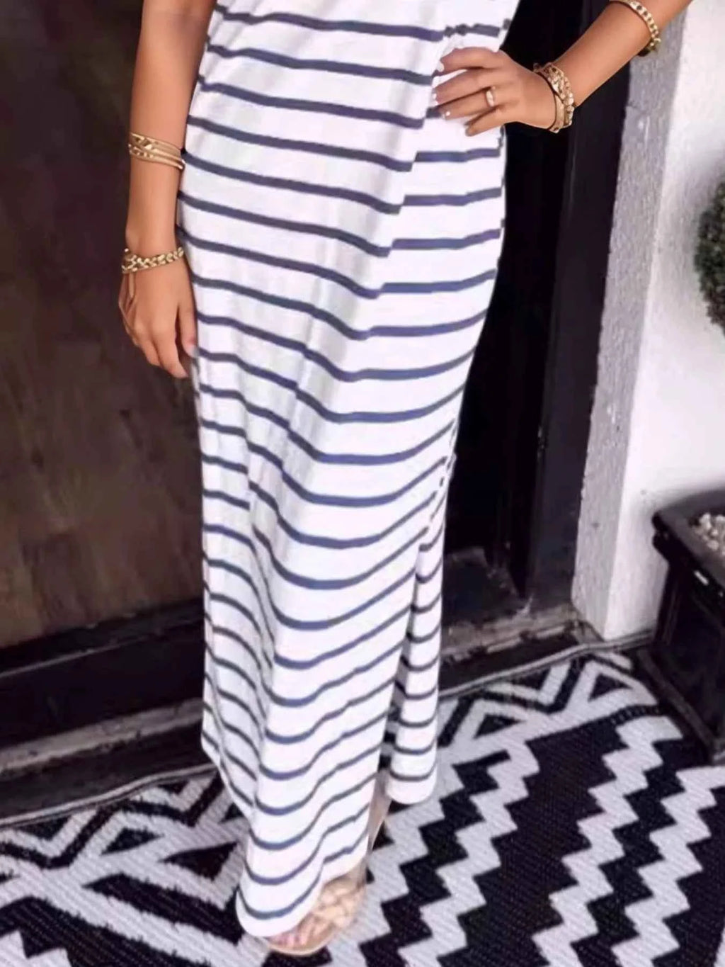Plus Size Striped Maxi Dress with Side Slit - Full Size T-Shirt Style 8ea27a65-ef91-4bd1-881e-16c0bdb5dd73-Max-Origin