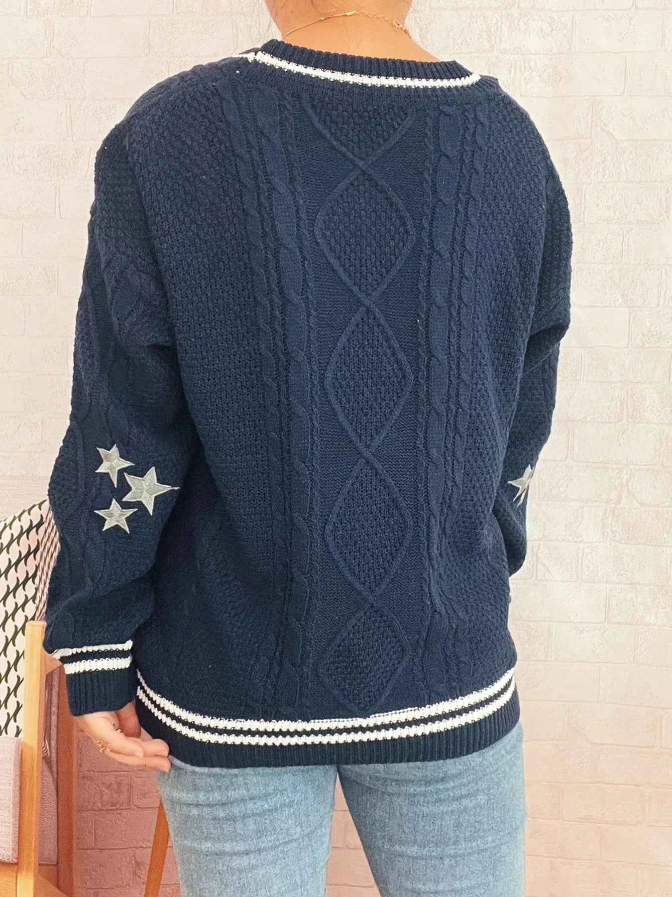 Star Pattern Button-Up Cardigan with Contrast Trim 8eb65336f27c4681b0a120f7278b55e9-Max-Origin