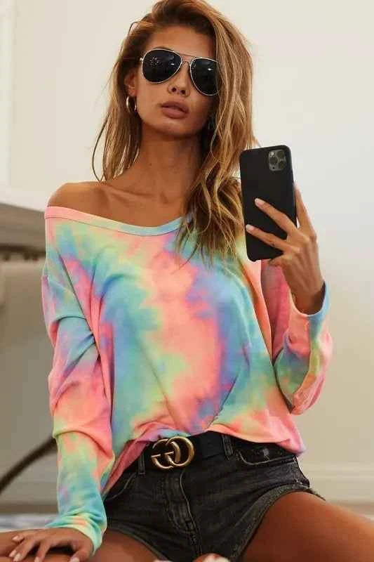 BiBi Tie Dye French Terry Long Sleeve Knit Top 8eb8a499d1294d3bbb02f3bc7b27ded8-Max-Origin