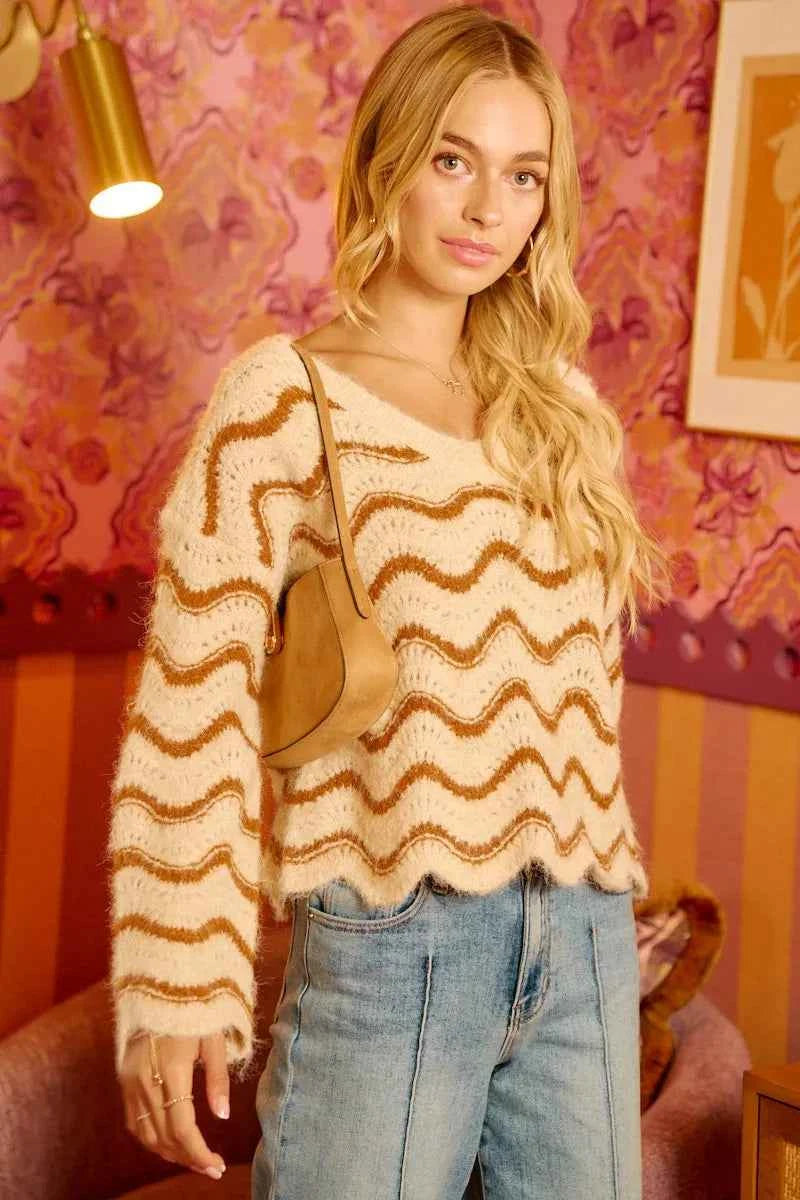 BiBi Wavy Stripes V-Neck Cropped Sweater 8ebbe60a58844b1baa73e81486d02c43-Max-Origin