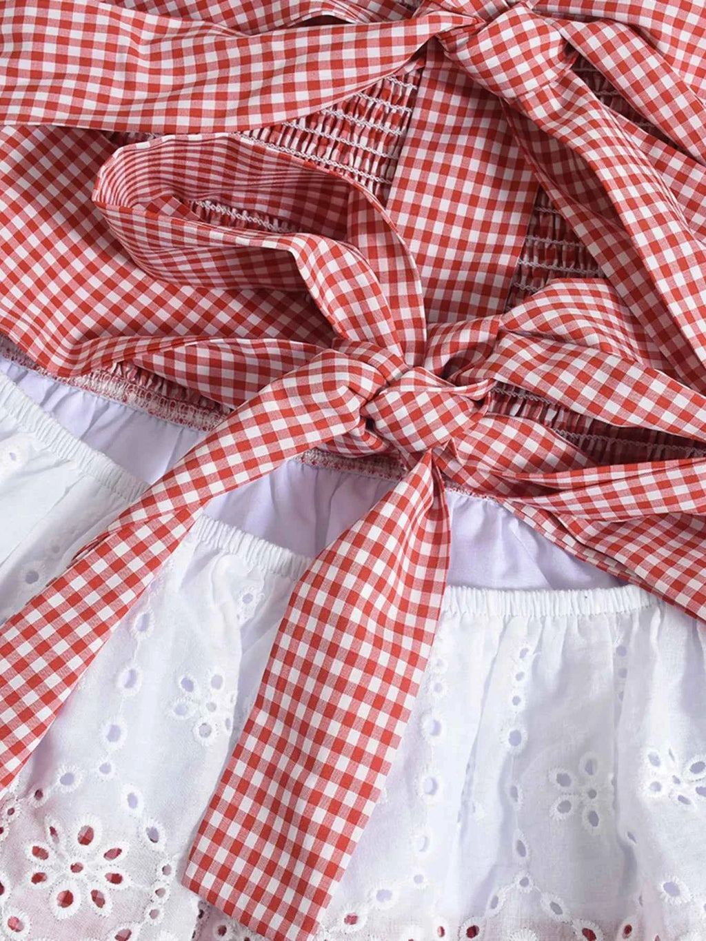 Eyelet Gingham Ruffle Layered Tube Dress 8ed1942213ae4577a9323515449cc220-Max-Origin