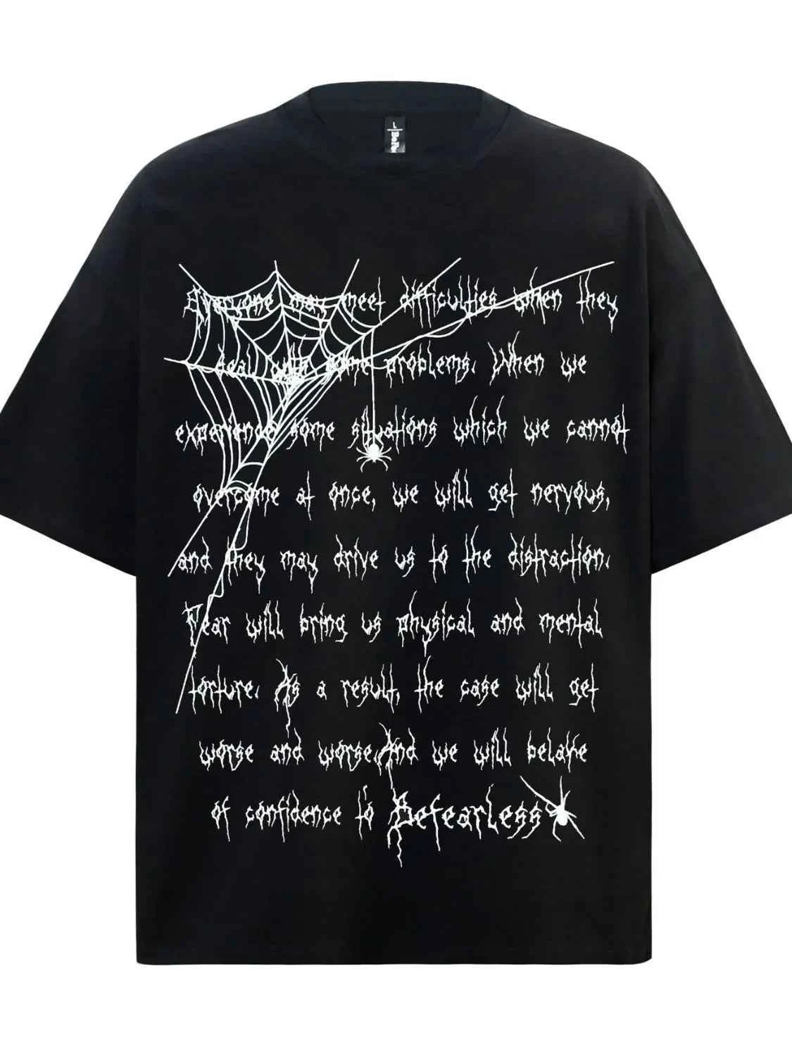 Men's Spider Web Letter Print Oversized T-Shirt Black 8eeb4e5d-1e80-4526-885c-92d4ebd4aa87-Max-Origin