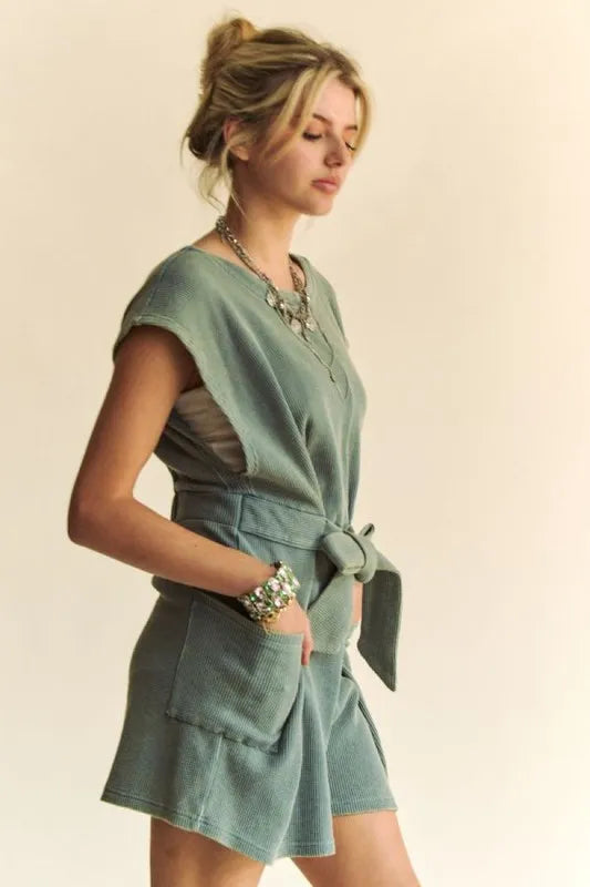 Davi & Dani Acid-Washed Waffle Knit Cuffed Sleeves Romper 8f0260e247854a2ca9f481a2c2aac6a8-Max-Origin