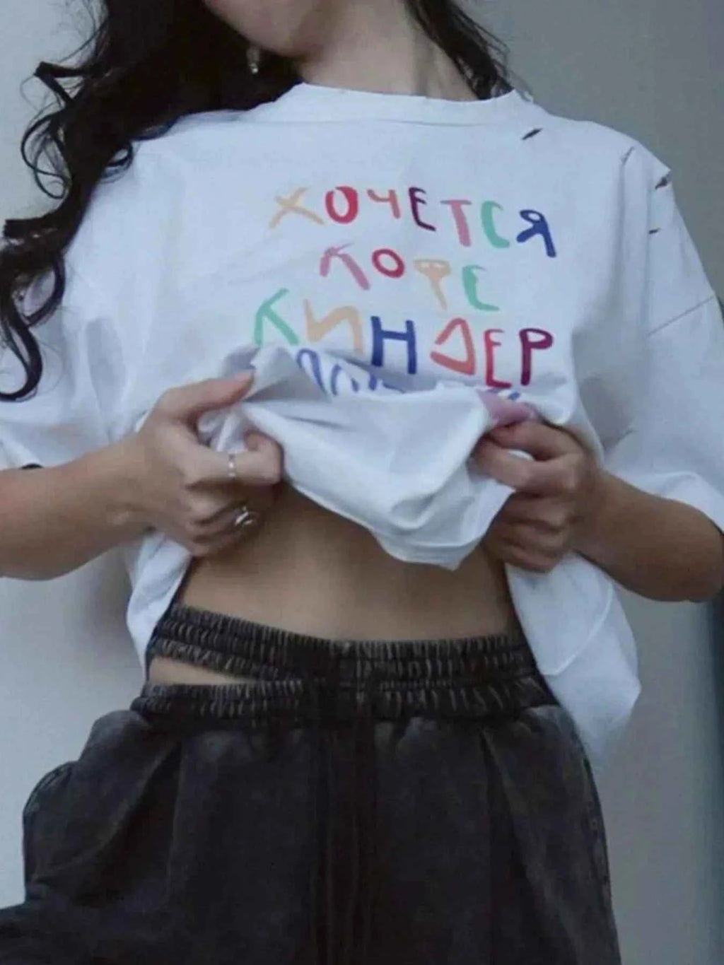 Distressed Oversized Letter Round Neck T-Shirt 8f1e70bf-32a5-42e4-a27e-c6cb620ccd9e-Max-Origin