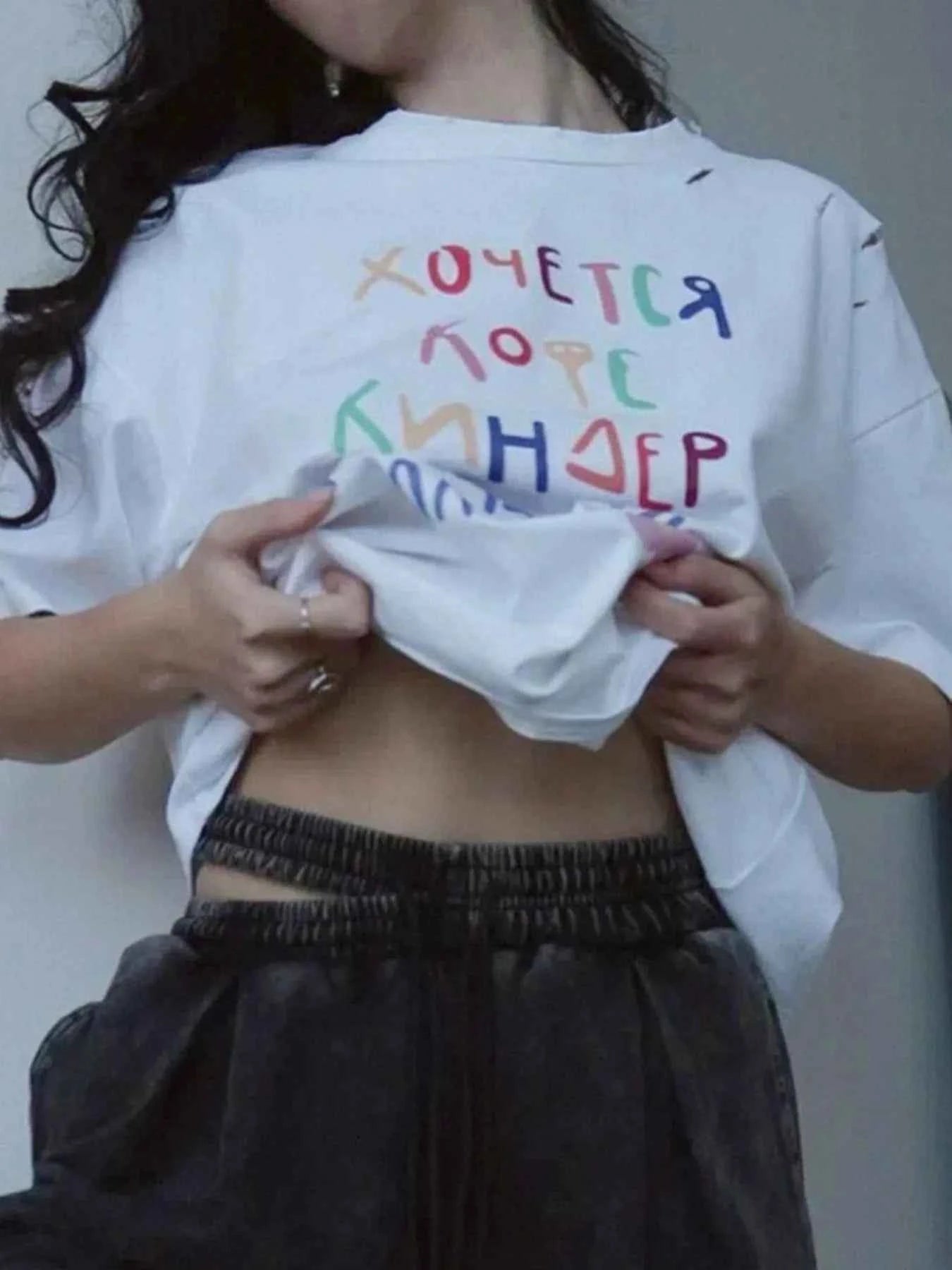 Distressed Oversized Letter Round Neck T-Shirt 8f1e70bf-32a5-42e4-a27e-c6cb620ccd9e-Max-Origin