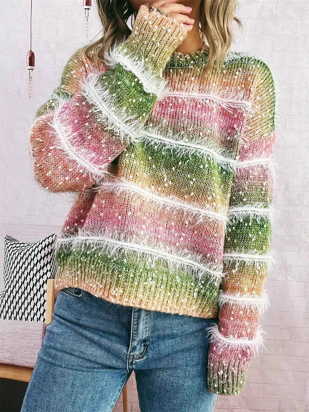 Gradient Striped Round Neck Sweater 8f61547ea122426b831146936cdf866c-Max-Origin