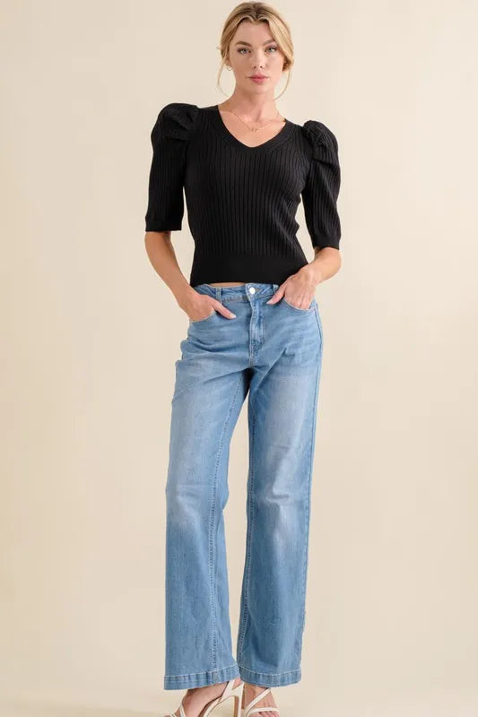 And The Why Puffed Half Sleeve Rib Basic Top 8f6263eb3aa1454b9015da2caed4dba4-Max-Origin