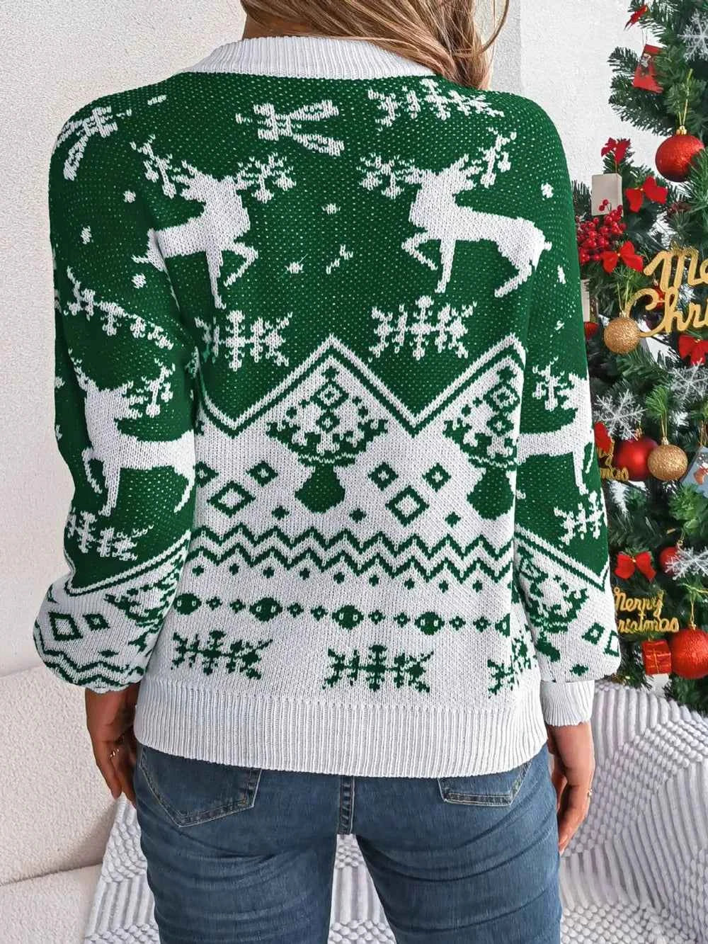 Christmas Element Round Neck Long Sleeve Sweater 8f6b4f4d-4330-4b07-9921-5c5951ec72a3-Max