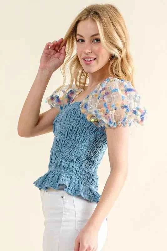 And The Why Embellishment Sleeve Smocked Top 8f6bda4f98f24e589b62d1b5d33328c1-Max-Origin