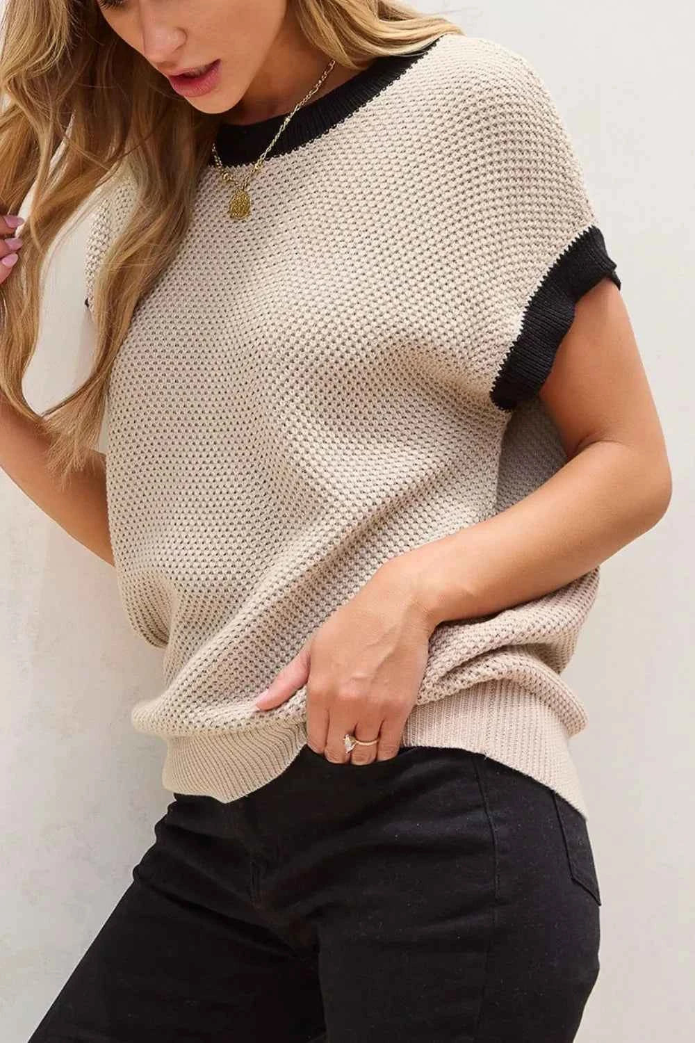 Textured Knit Sweater with Contrast Trim Details 8f80c464-3948-4f8a-a80d-7f193002b152-Max-Origin