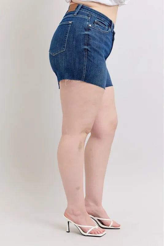 Judy Blue Full Size High Waist Criss-Cross Waistband Denim Shorts Plus Size 8f86888b-4e81-4005-9918-4f719dcc03e6-Max-Origin