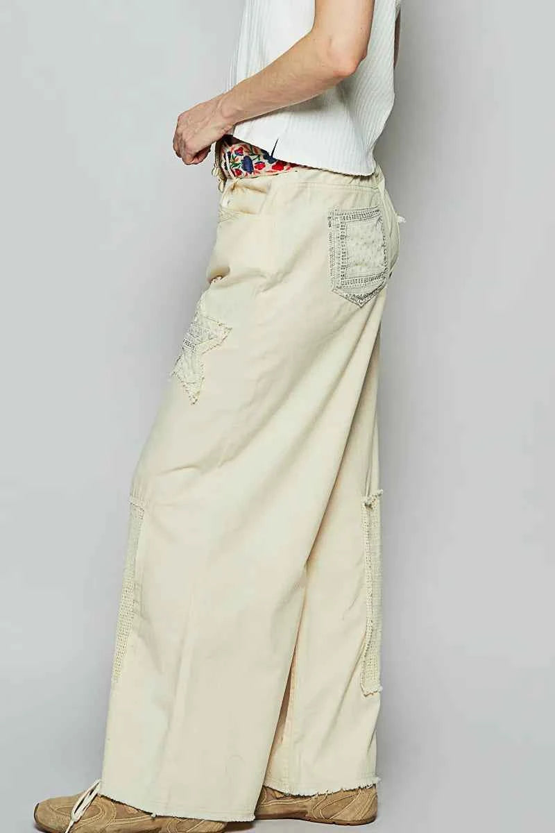 POL Raw Hem Star Patch Wide leg Pants 8f94ac0a-282b-44ed-beba-bd956dddbe1d-Max-Origin