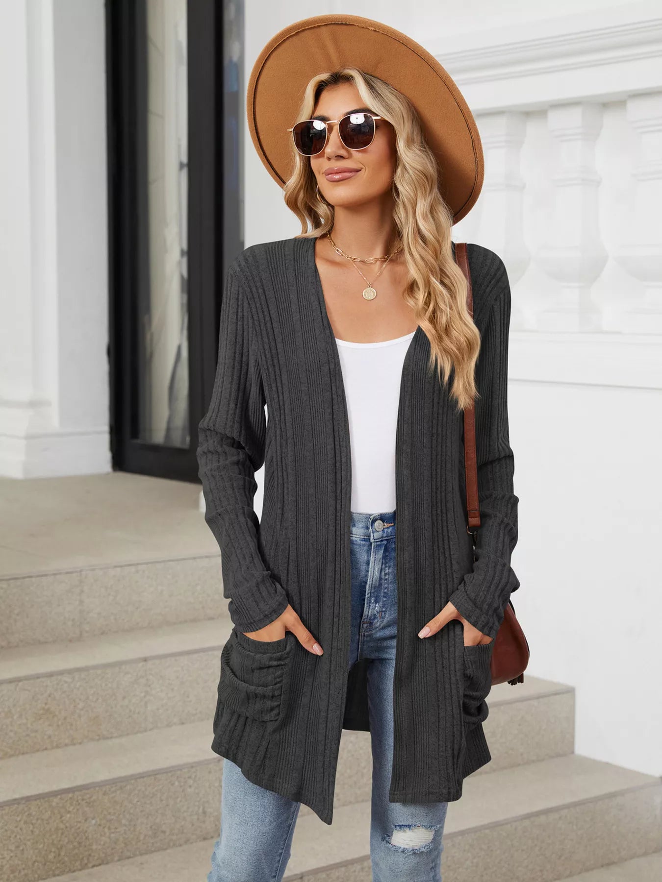 Open Front Long Cardigan Dark Gray 8fc3c77c603c4db6a8a195a1ea119d2e-Max-Origin