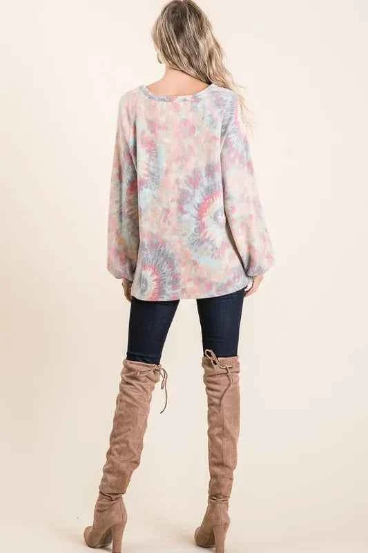 BiBi Brushed Tie Dye Print Top with Puff Sleeves 8fca15db788b4f8db811fcde13f6fc45-Max-Origin