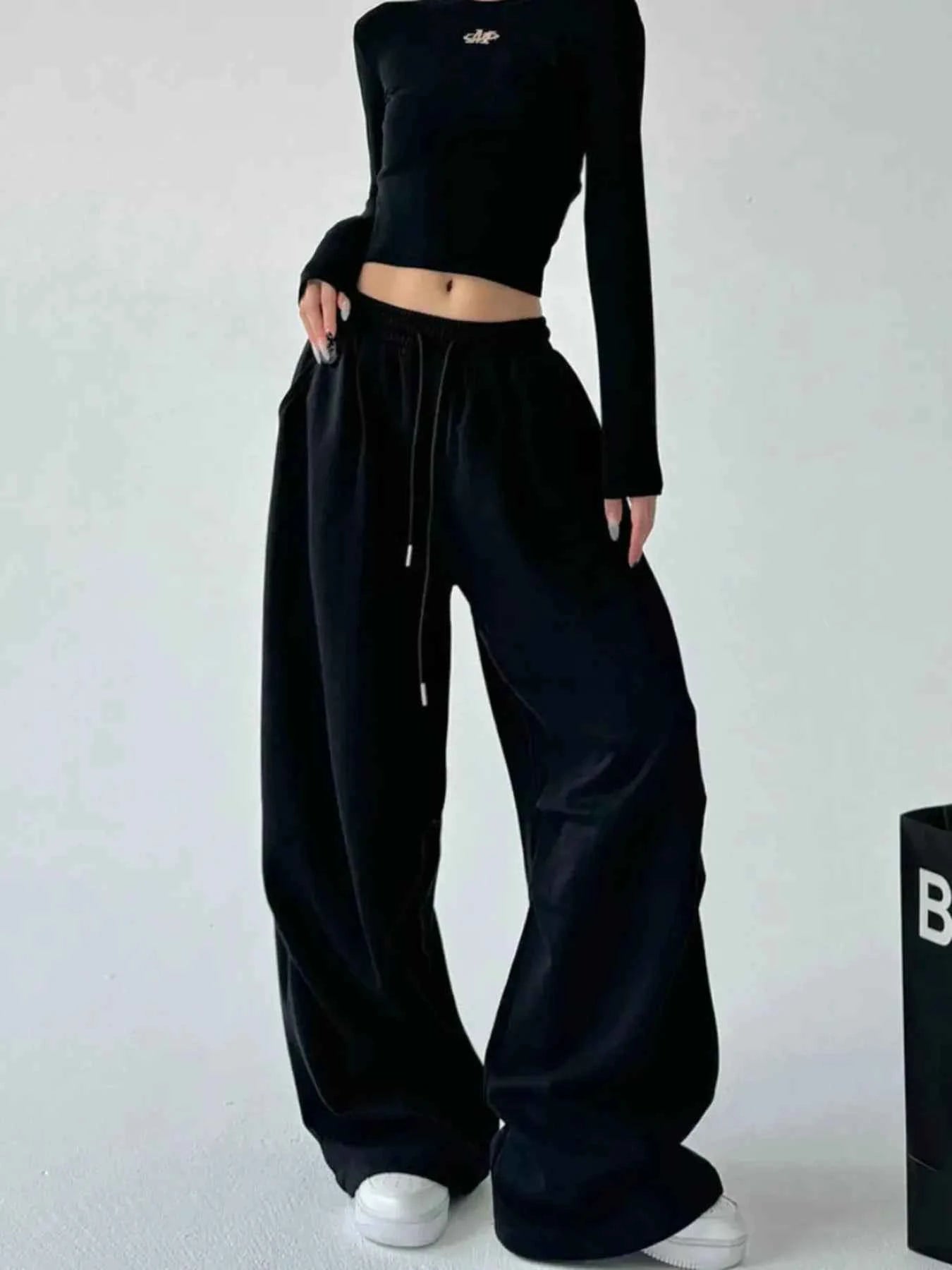 Oversized Wide Leg Drawstring Pants Black 8fca851272a8483d85346da235eef16f-Max-Origin