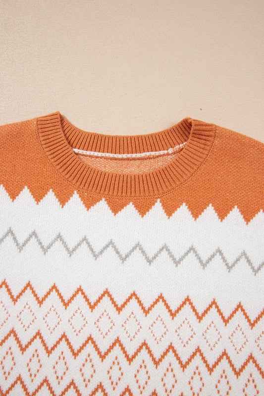 Geometric Zigzag Stripe Crewneck Pullover Sweater 8fd15da8-0164-445c-8051-277b22e4f408