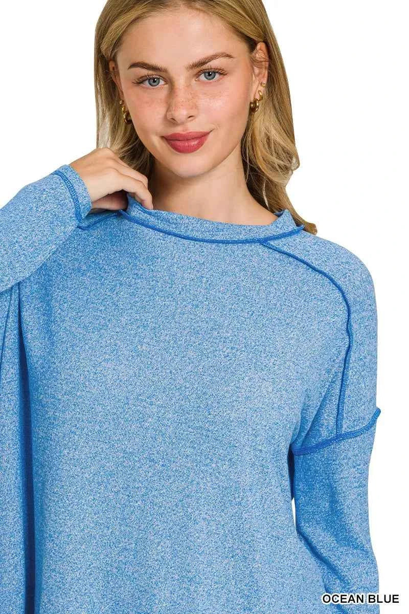 Zenana Full Size Melange Hacci Exposed Seam Hi-low Tee Plus Size 8ffbe3ac27a24144acc8332eab32c5b4-Max-Origin