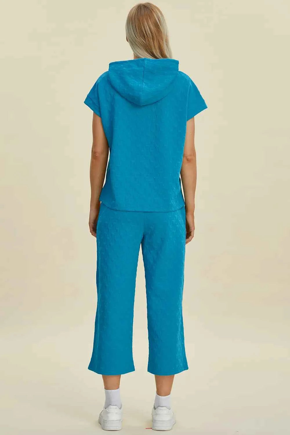 Double Take Full Size Texture Drawstring Short Sleeve Hoodie and Pocketed Pants Set 900f7680-76d8-4de0-b0d0-a6fc44d69d9b-Max