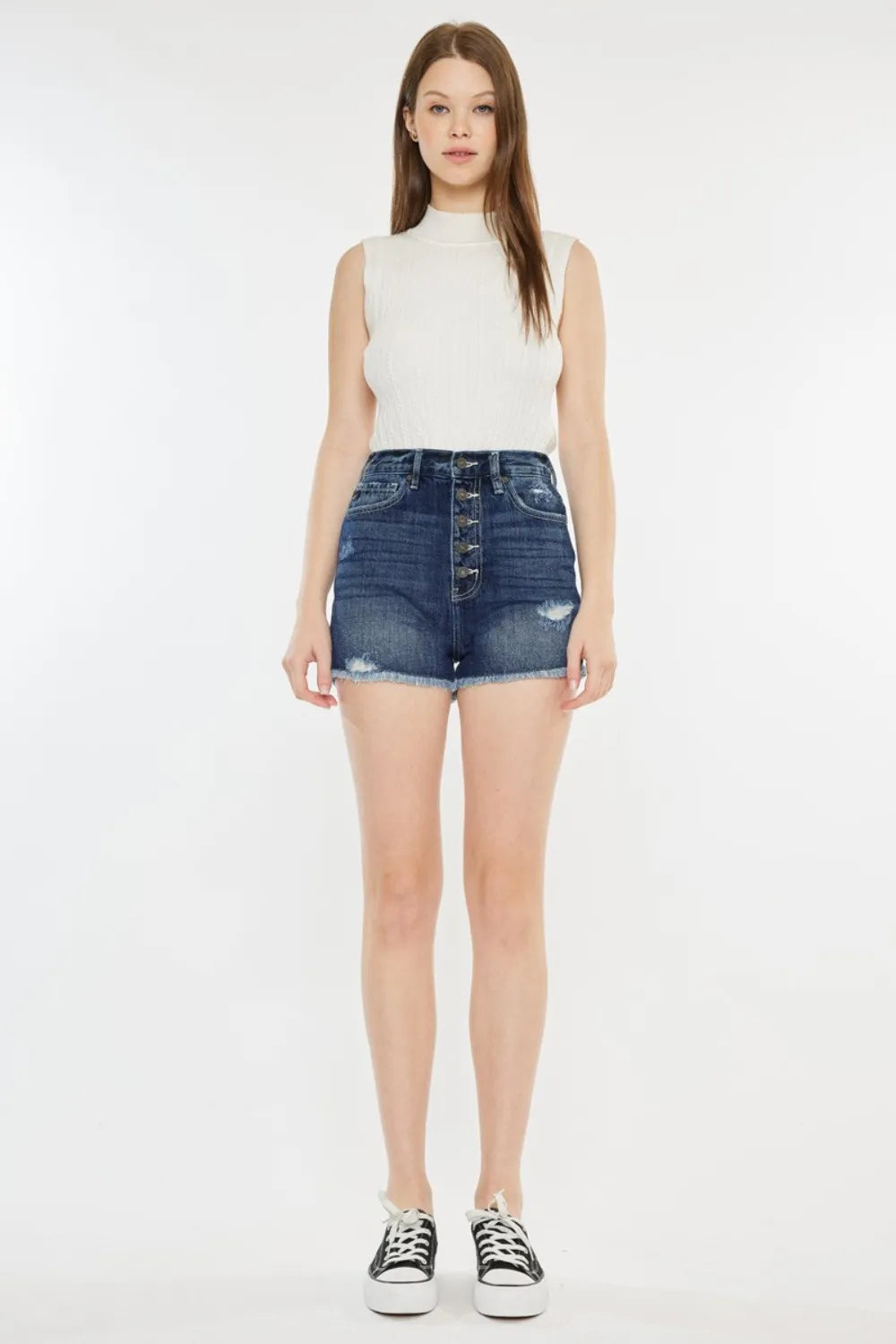 Kancan Raw Hem Button Fly Denim Shorts 903e6e47-6d3e-4868-9ba0-f1f05c94ccba-Max