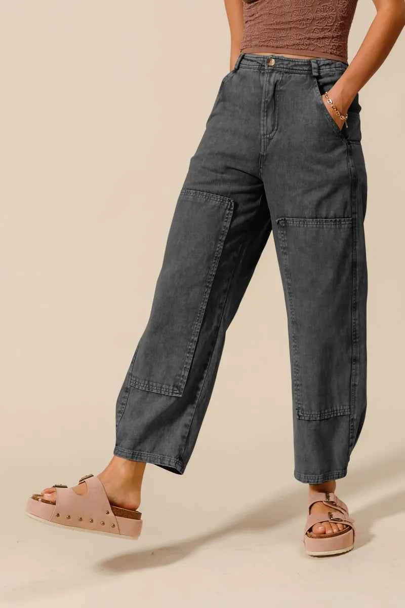 SO ME Mineral Washed Mid Rise Barrel Shape Pants CHARCOAL BLACK 9095e9aa-329f-49d7-903c-4840abb4a18e-Max-Origin
