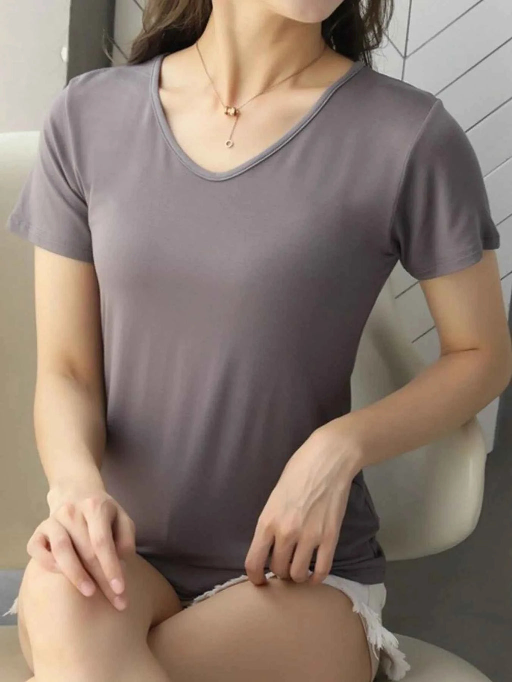 V-Neck Short Sleeve T-Shirt 90b3788a-4856-4eb4-9e51-c6a97ad09385-Max-Origin