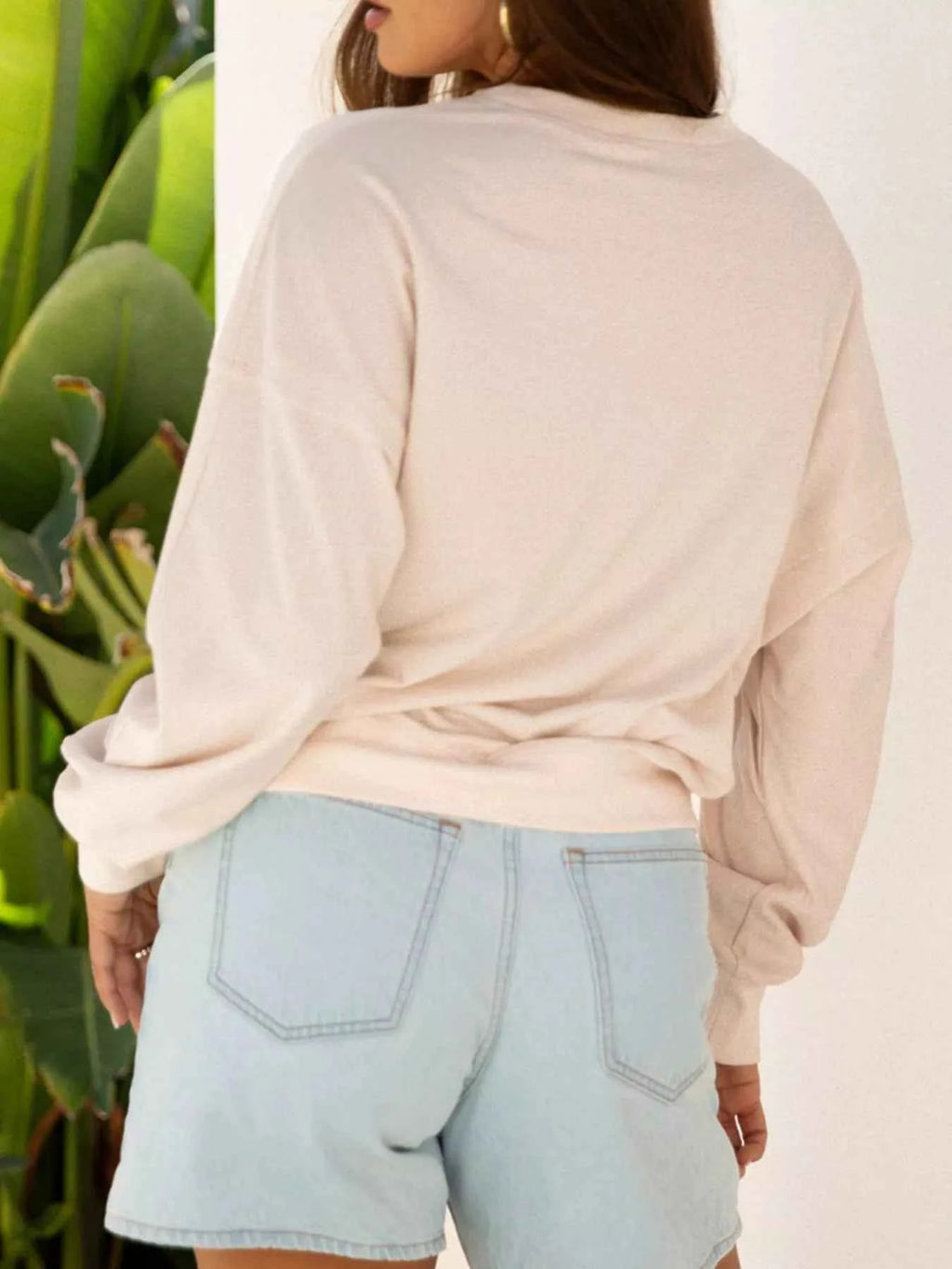 Raw Edge Flower Patch Drop Shoulder Casual Top 90b37c49-c61a-452e-b7e8-bec8d5b4478e-Max-Origin