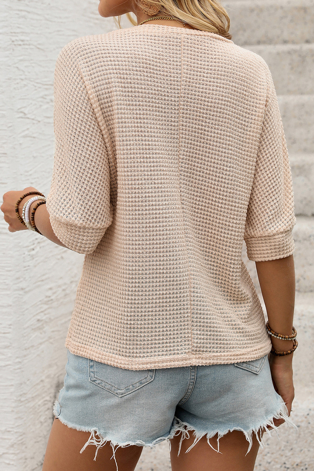 Jet Stream Flower Embroidered Waffle Knit T Shirt 90bffe525a068583