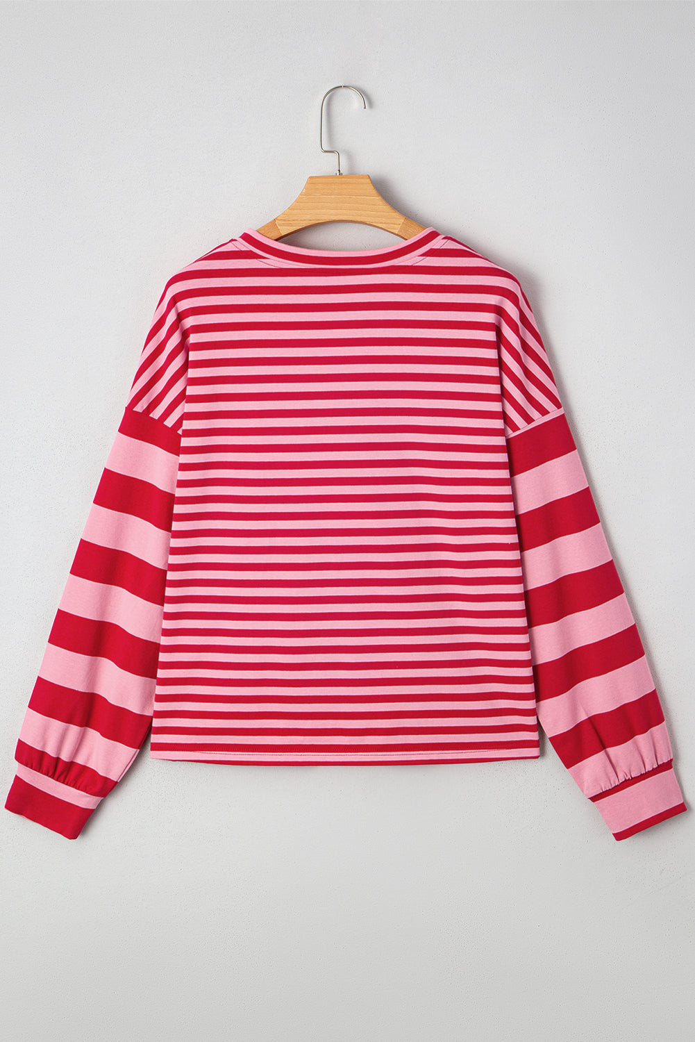 Strawberry Pink Striped V Neck Drop Sleeve Top 90c9a5592a169bd5