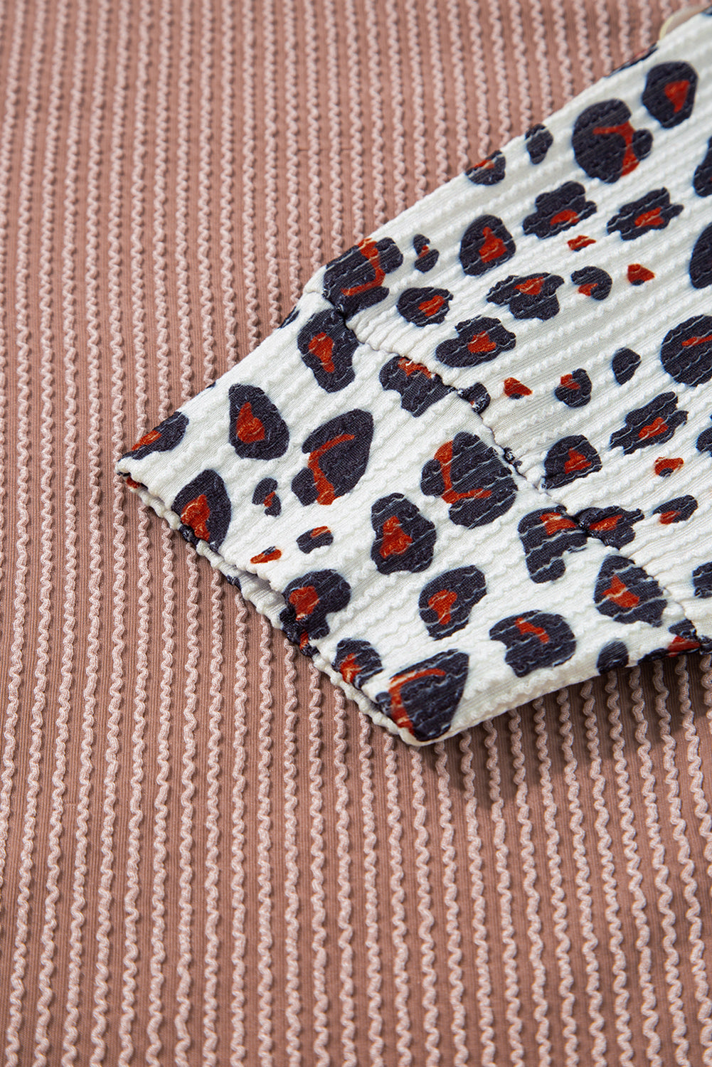 Dark Khaki Leopard Patchwork Twisted Ribbed Casual Shacket 90e367e052629fc6