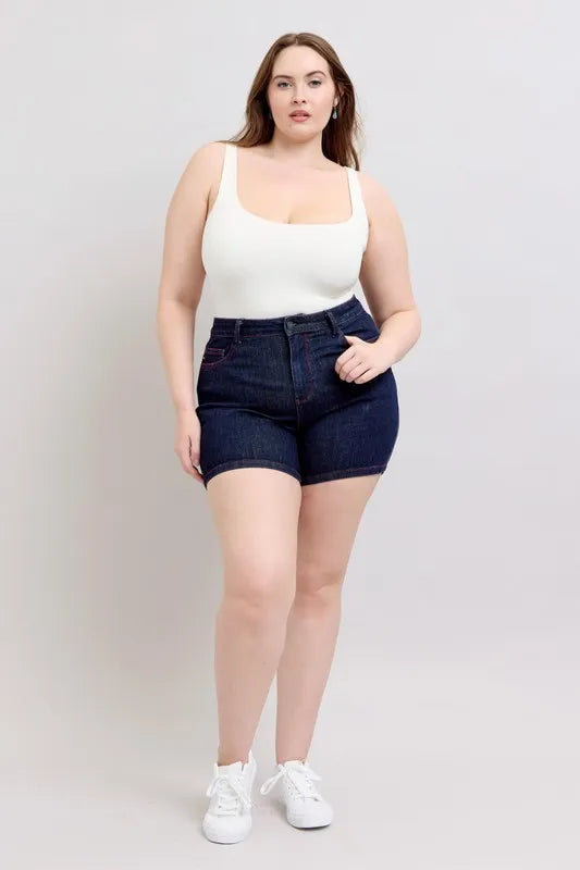 Judy Blue Full Size High Waist Heart Shaped Pkts & Red Contrast Thread Denim Shorts Plus Size 90fbafb0-aa63-4bc6-b8e3-f0c4758cc174-Max-Origin