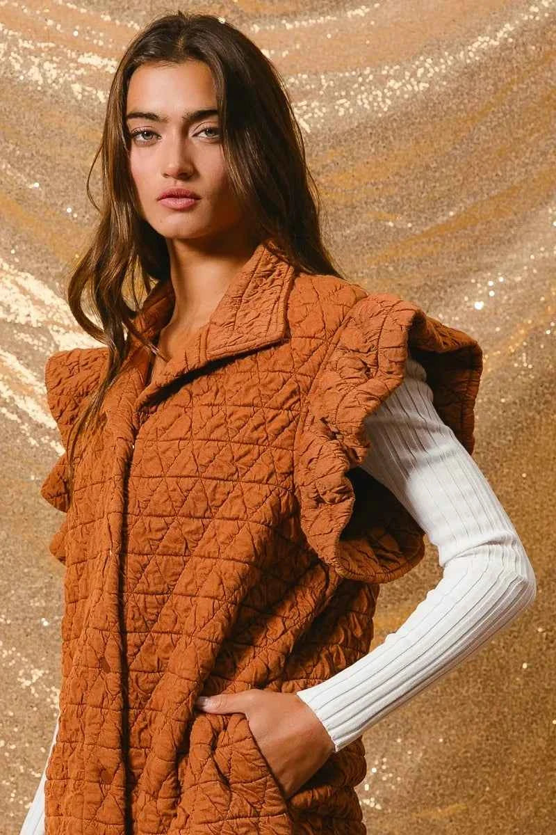 BiBi Quilting Knit Ruffle Sleeve Vest RUST 9163ac8a66404531817cbc0d9c994eb0-Max-Origin