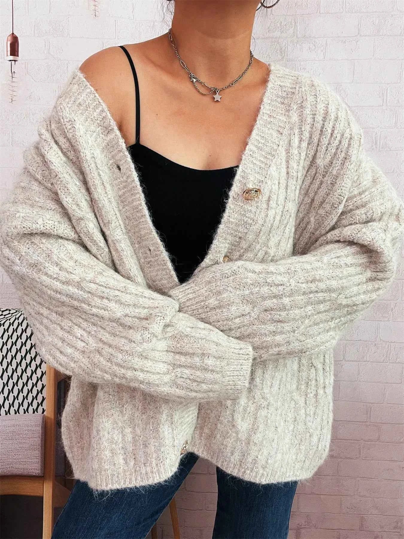 Cable Knit Button-Up Cardigan 918e52f3144c4801aeba0daca7eef9d7-Max-Origin