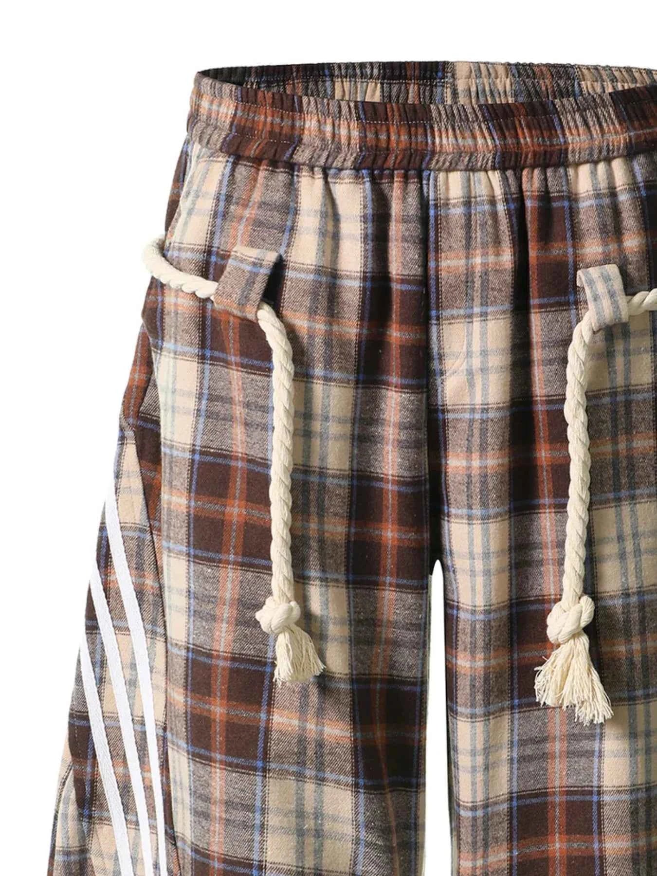 Plaid Casual Pants with Side Stripes 919449af-6018-437a-af16-75ace9973ad3-Max-Origin
