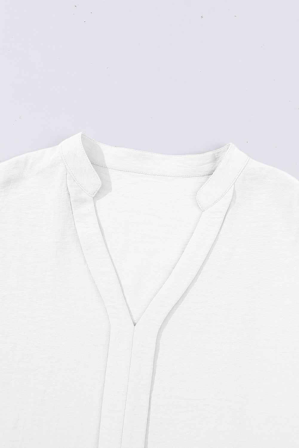 White Notched Neck Batwing Sleeve Blouse 919ac4e0ad7da7a4