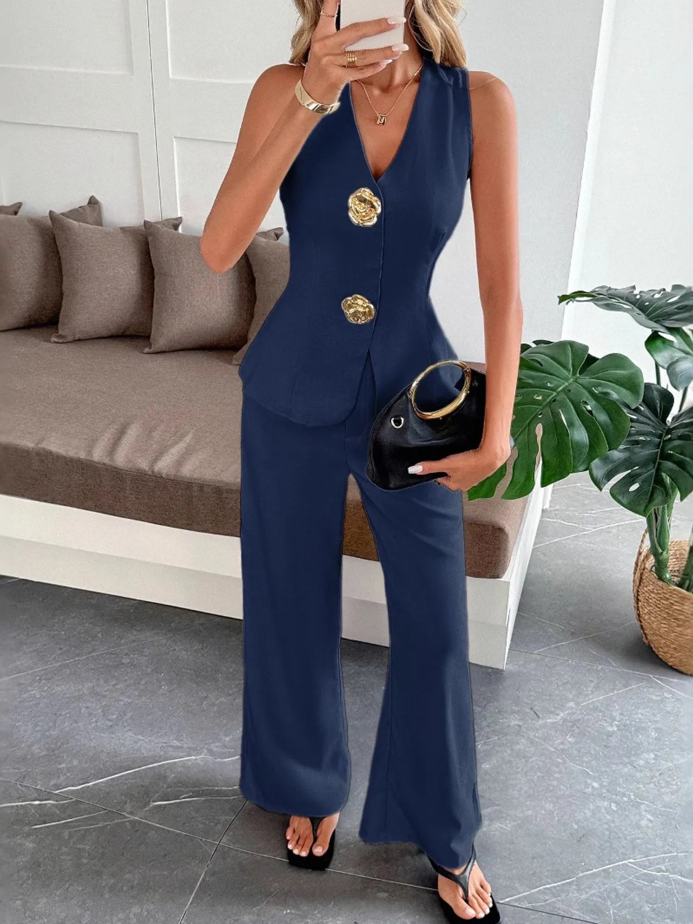 V-Neck Vest and Pants Set Navy Blue 91a459cc-ccae-4cca-a7f5-0cbcb31cbbe6-Max-Origin