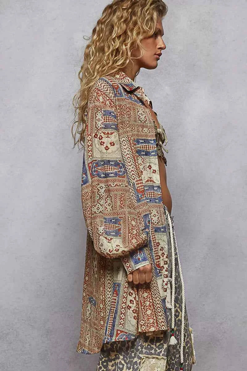 POL Printed Button Down Balloon Sleeve Shirt 91b0c420-1b74-4456-9b52-94f8154fd372-Max-Origin