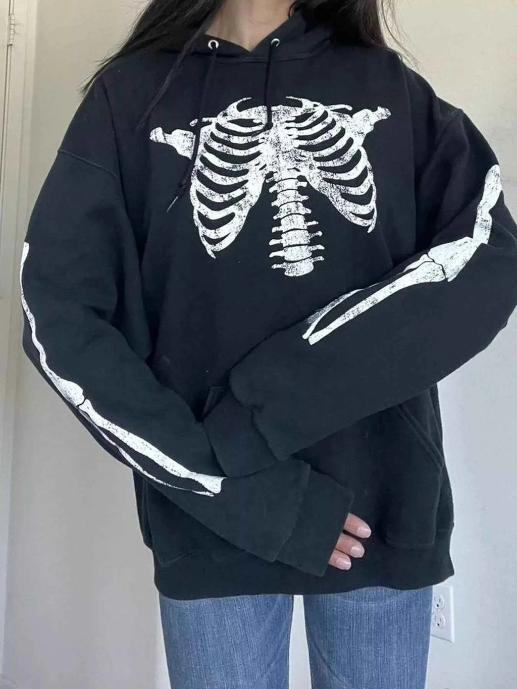 Drawstring Skeleton Long Sleeve Hoodie 91b2d06bfb1d4ddbadec0ba6fd32508d-Max-Origin
