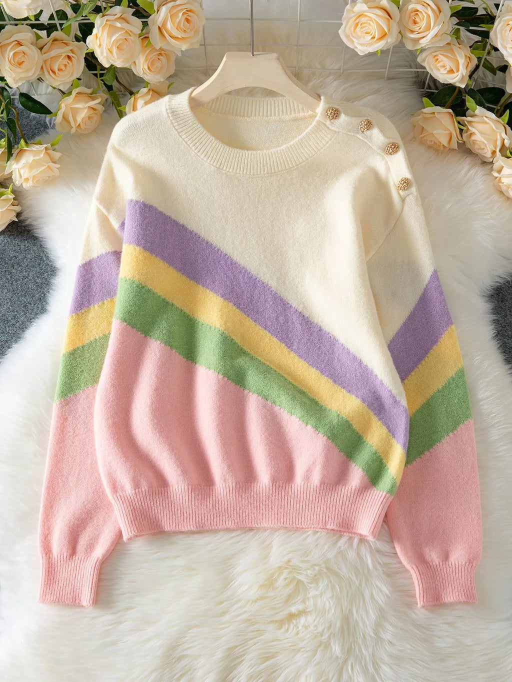 Rainbow Stripe Drop Shoulder Sweater 91e3da4b-d862-46b2-b1f9-faaffac0b66e-Max-Origin