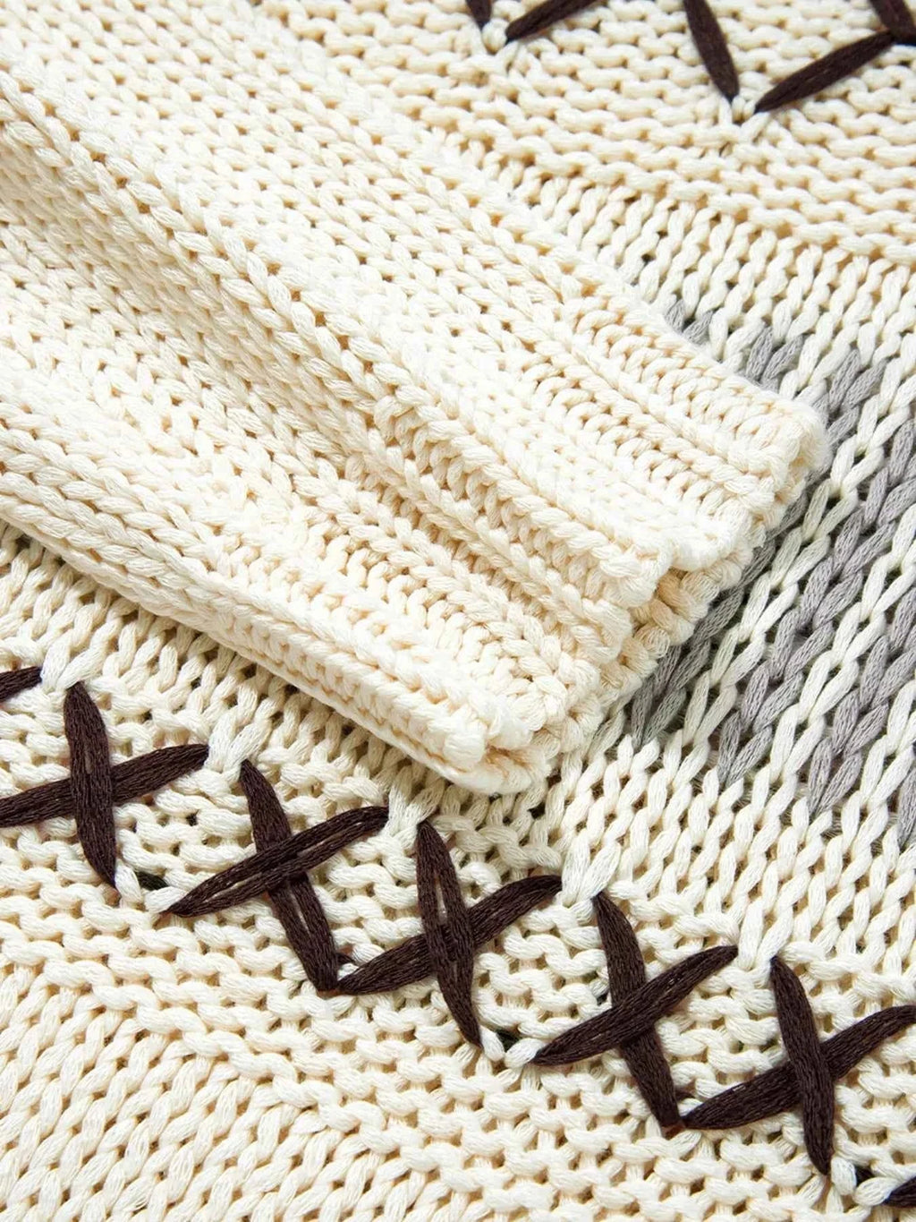 Contrast Stitch Detail V Neck Drop Shoulder Sweater 91f35e891f6746d69e8932d2932e6ed5-Max-Origin