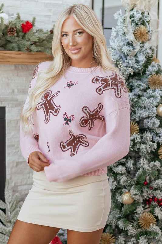 Christmas Ginger Bread Man Round Neck Sweater