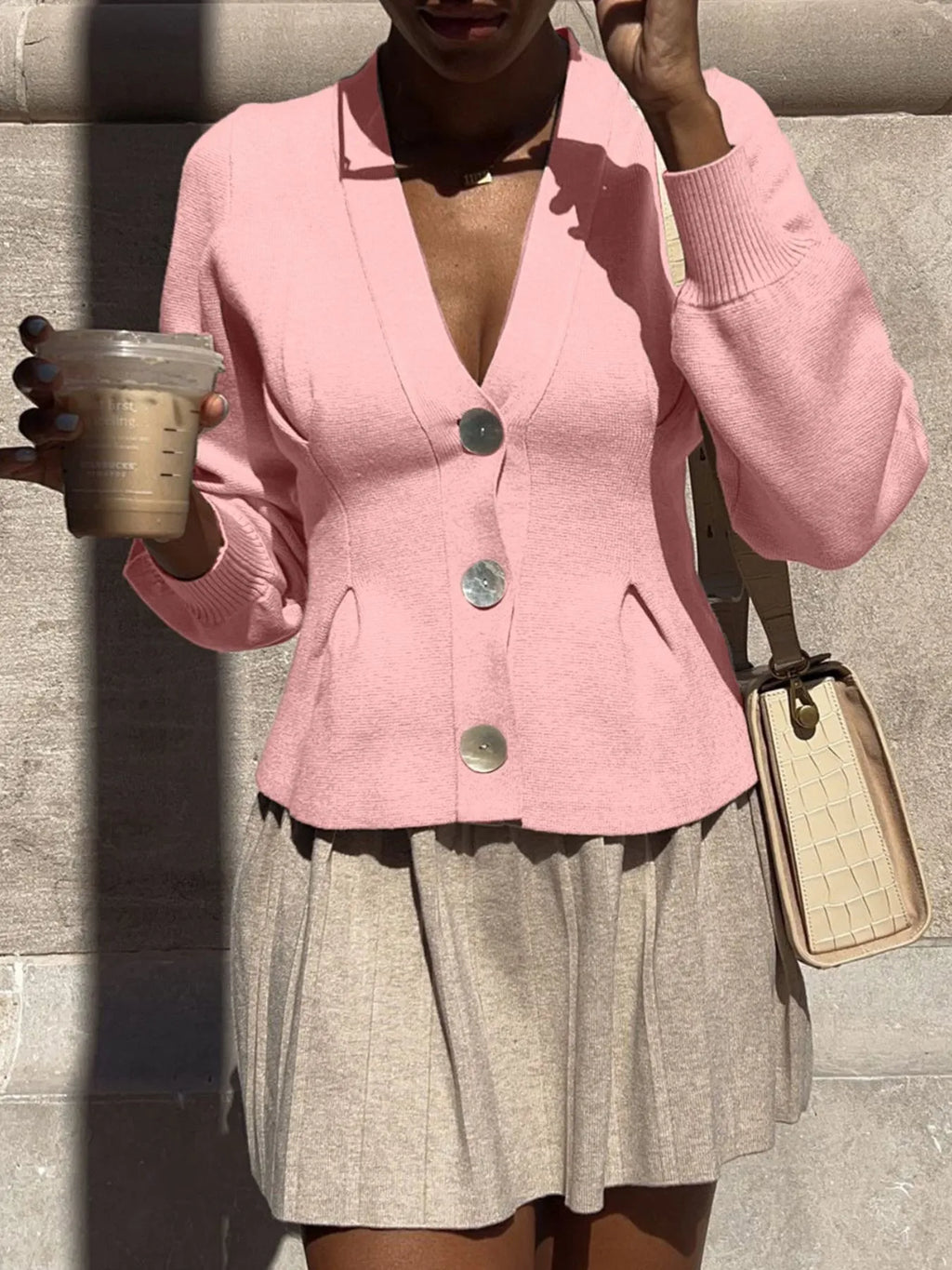 Button-Up V-Neck Knit Cardigan 924605bb-7748-446b-8404-9b9d9d2147f3-Max-Origin