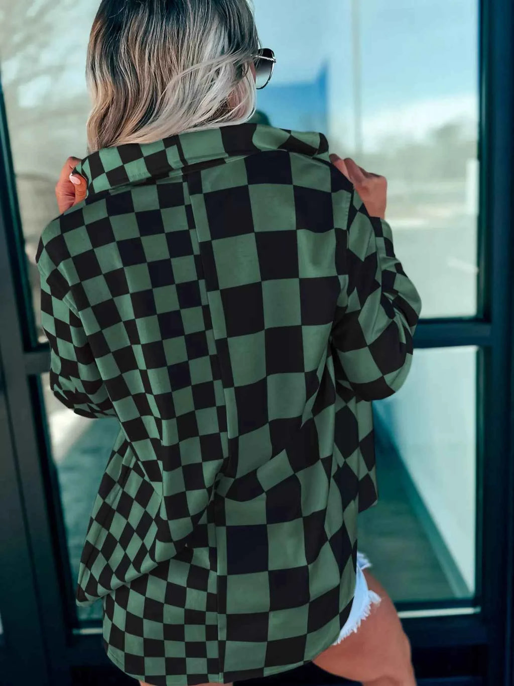 Checkered Pattern Button Up Oversized Jacket 9249f2dfc2ad4d4a8cf5ce3c25089771-Max-Origin