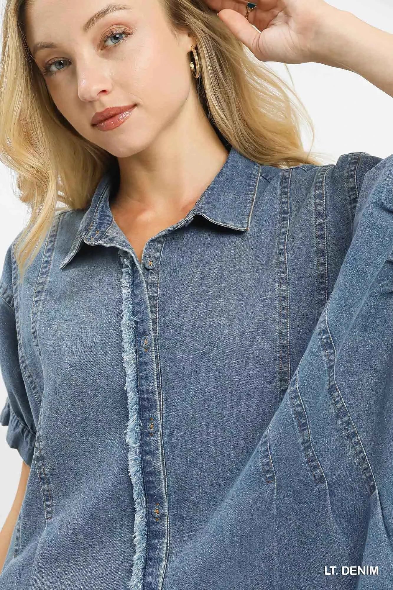 Umgee Washed Denim Oversized Top 924be743-435c-4e61-8e85-239cf8fcb720-Max-Origin