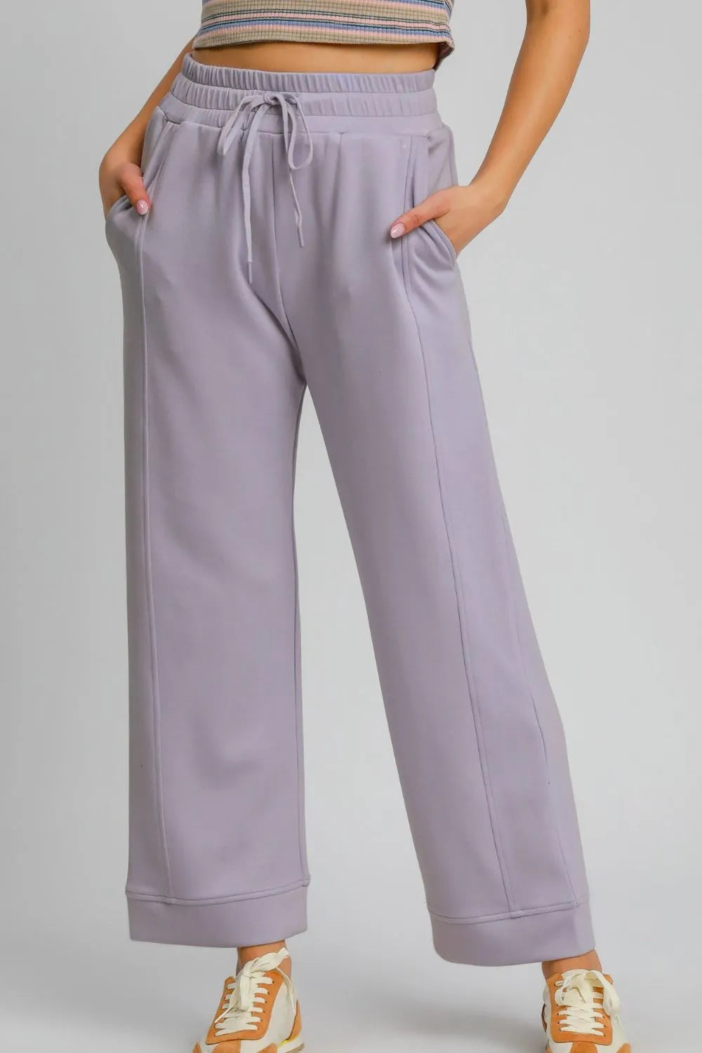 Umgee Drawstring Elastic Waist Wide Leg Pants LAVENDER 92880a33-953c-488e-b830-45b6bc68e7fe-Max
